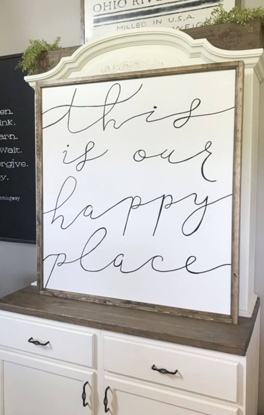 This Is Our Happy Place 40 x 43 Wood Framed Sign