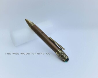 Handmade Wooden Pen - Celtic style Ballpoint Pen made from Bog Yew with intricate celtic scroll - Doctors Pen - Gramduation Gift -