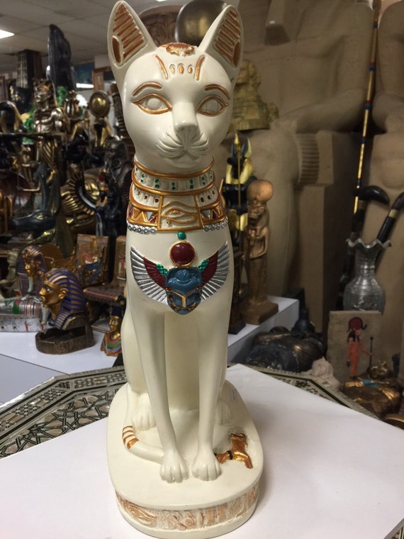 egyptian wooden cat statue