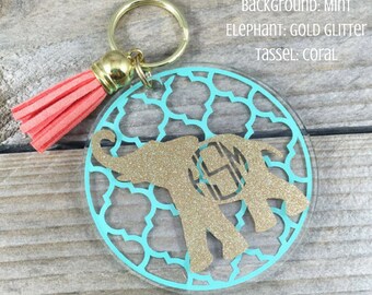 Inverted Elephant Monogram Keychain