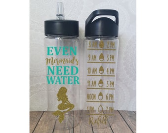 Even Mermaids Drink Water, Mermaid Water Bottle, Mermaid Water Tracker, Mermaid Gym, Mermaid Tumbler, Mermaid Christmas