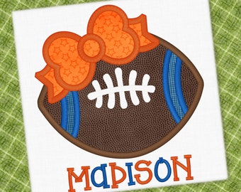 Football Bow Applique Design Embroidery Design Ball Design Sports Embroidery Football Applique Embroidery Design Petunia Petals Designs 1264