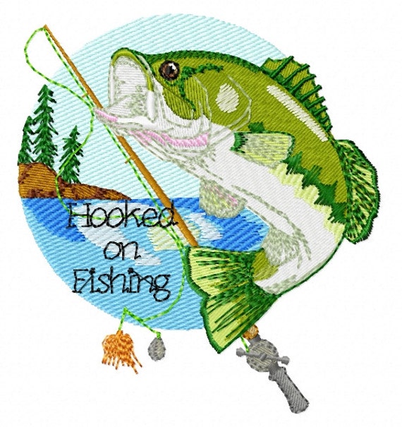 HOOKED ON FISHING Machine Embroidery Design