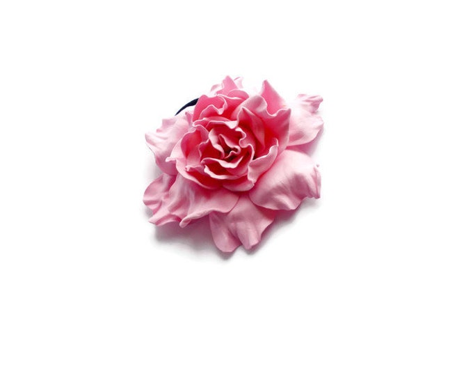 Rose quartz Scrunchy Flower cherry blossom pink Flower barrette Hair Ties Flower Pin Prom Wedding Mom Event Flowers Big rose handmade brooch
