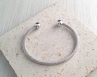 Silver Bracelet,Silver Twisted Bracelet,Silver Open Cuff Bracelet,Ball End Silver Bracelet,Silver Rope Bracelet,Silver Bangle Bracelet