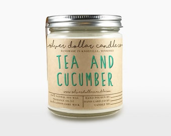 Tea & Cucumber Scented Candle 8oz, mom gift, gifts for her, relaxing candle, calming candle candles, fresh scent, clean candle,birthday gift