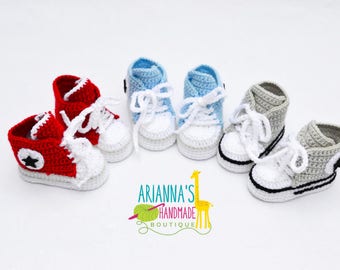 Crochet baby shoes / Crochet baby converse / Boys converse / Crochet baby boy sneakers / Baby shoes/ Baby shower gift