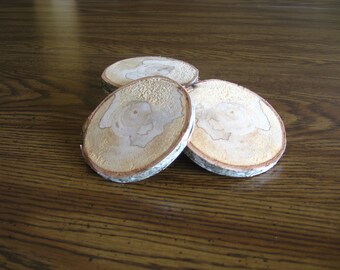 beautiful white birch coasters (free shipping)