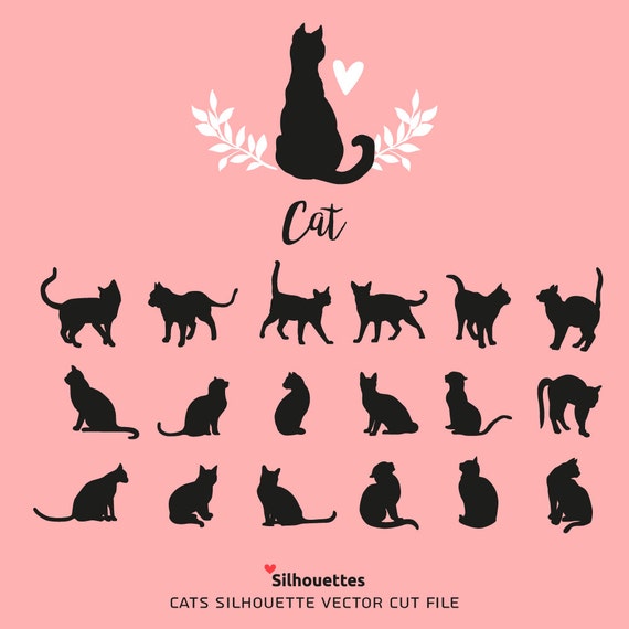 SVG cats Love cats silhouette svg dxf eps jpg png