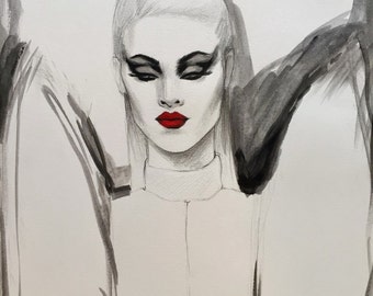 YSL Original Watercolor Fashion Illustration