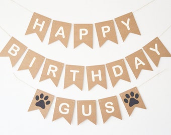 Personalised Dog Birthday Bunting Personalized Custom Pet Cat Birthday Banner Sign Dog Birthday Party Dog Decorations Room Decor Paw Print