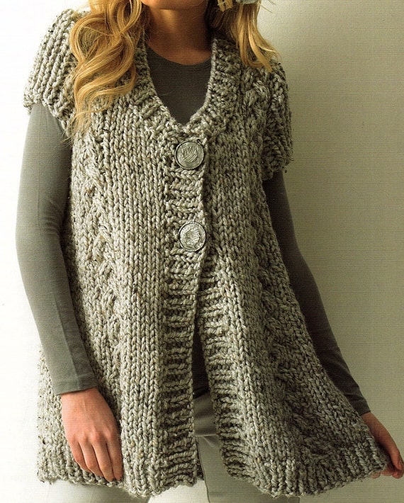 Ladies Mega Chunky Waistcoat Knitting Pattern. PDF Instant