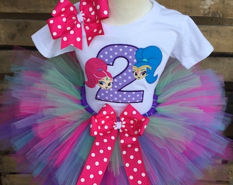 Shimmer and Shine Birthday Party Tutu Outfit Dress Set Handmade 1st 2nd 3rd