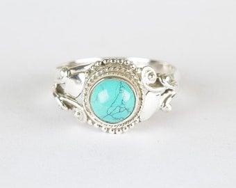 Turquoise Ring, Pure 925 Sterling Silver Ring, Nickel Free Silver Ring, Gypsy Style Ring, Healing Ring, Gift for her, Statement Ring, RS-419