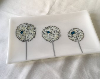 White glass Pom Pom Platter
