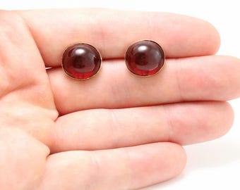 Antique 9ct Gold & Garnet Paste Earrings - Circa 1800