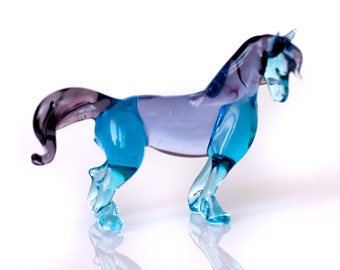 blue glass horse figurine