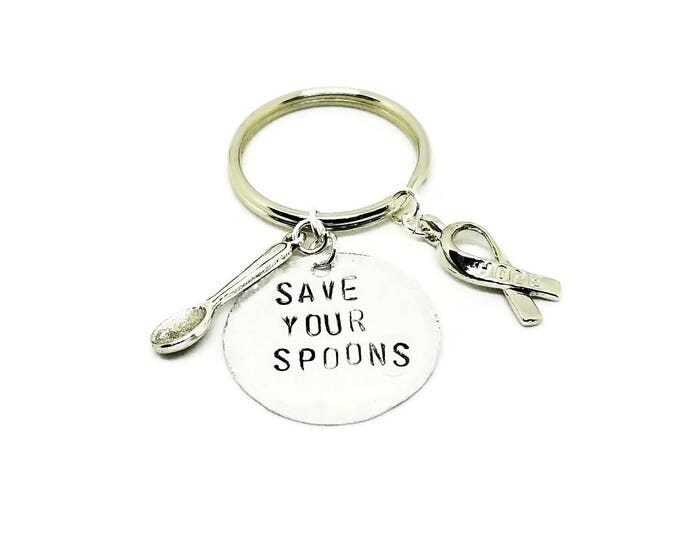 Save Your Spoons Key Chain, Chronic Pain Awareness, Fibromyalgia Key Chain, Spoon Theory Key Chain, Multiple Sclerosis Awareness