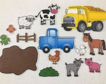Little Blue Truck Felt Board Story - Speech Therapy - Children's Gift - Birthday Party - Toddler Activity - Flannel Board