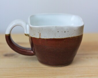 Red Brown and White Ceramic Espresso Cup – Pottery Espresso Cup – Small Espresso Mug – Pottery Teacup