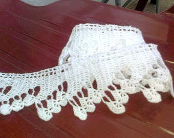 Hand Crochet Cotton Edging, Lace Trim -- natural cotton White/linen Lace Trim by the yard cotton lace natural
