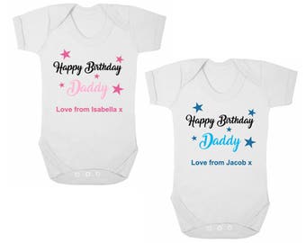 HAPPY BIRTHDAY DADDY - New Girls/Boys Personalised Baby Bodysuit/Baby Grow/ Romper/Onesie/Vest, Birthday Present/Gift, I Love Daddy