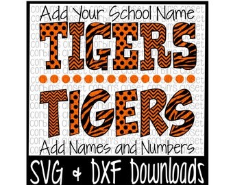 Tigers * Spirit Wear * Spirit Shirt Cutting File - DXF & SVG Files - Silhouette Cameo, Cricut