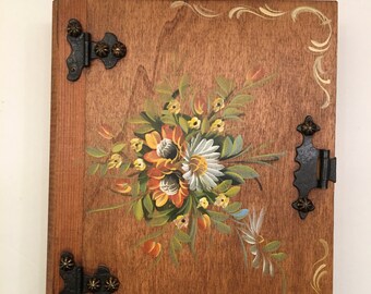 Vintage Tole Painted Key Box Tole Wall Hanging Key Box