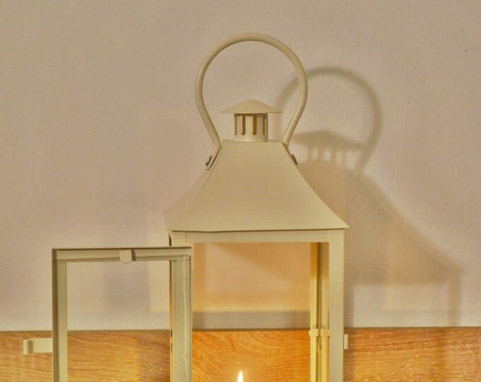 10%OFF Vintage off white Lantern /Metallic Candle Holder / wedding Lanterns/ wedding lanterns centerpiece