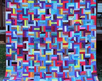 Mondrian on the Rails - King Bed Quilt