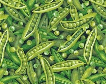 Fruit Fabric, Peas Fabric: New Fabri-quilt Farmer John's Garden Party Peas 100% cotton fabric by the yard 36"x43" (E240)