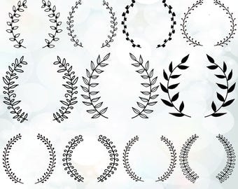 Vintage laurel wreath clipart - Laurel Wreaths SVG - Wedding Wreath Clipart - Wedding Invitation Clipart - svg, dxf, eps, pdf files