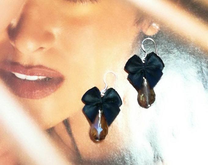 Sexy earrings,Drop earrings, Evening earrings,Bow earrings,Black earrings,gifts for girlfriend,dangle earrings