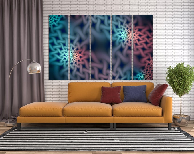 Large blue abstract fractal wall art print, abstract art print, fractal art print, psychedelic wall art for home decor, trippy art print