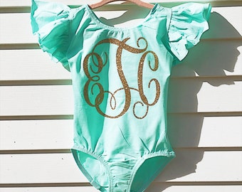 Monogram leotard - dance Leotard - gymnastics leotard - toddler leotard - Child leotard - custom leotard - birthday outfit - girls leotard