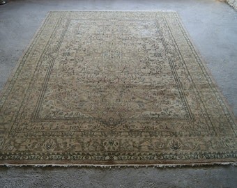 8'5x11'2'' Persian Rug, Large Area Rug, Vintage Low Pile Carpet