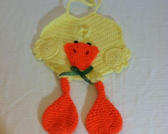 Dribble Bib, Baby Bib, Duck Baby Bib, Duck Bib, Yellow Duck with hanging feet bib, Baby Accessories, Novelty Bib, Baby Shower Gift