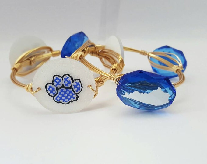 University of Kentucky Wire Wrapped Bangle set, Bracelet, Bourbon and Boweties Inspired