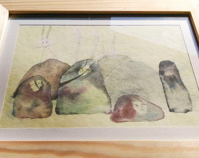 Stones and rabbits - Original illustration