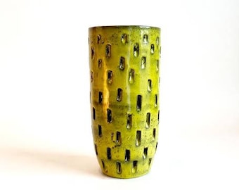 Mid-Century Bitossi Rosenthal Netter Pottery Green Vase, Made in Italy, 1960's