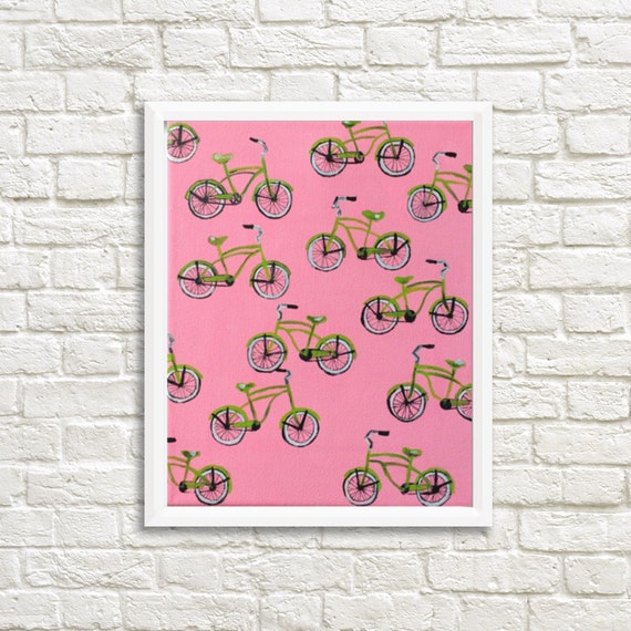 Items similar to Bike acrylic painting, Bicycle painting, Color pop art ...