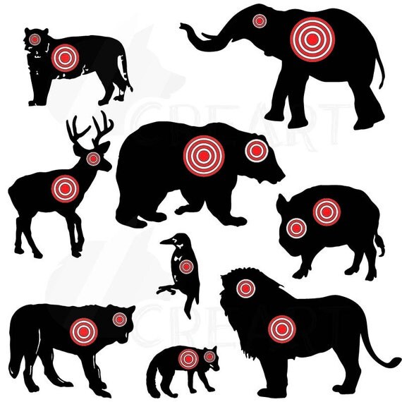 animals silhouette shooting target clipart pack with 10