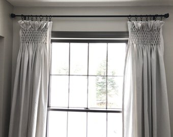 Hand-Smocked Canvas Drapery Panels