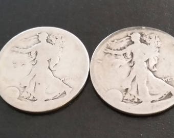 2 junk walking liberty half dollar