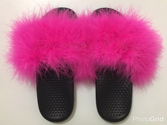 nike fluffy slides