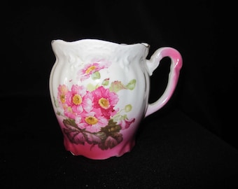 Vintage Shaving Mug Pink Flowers Handle 3 Holes