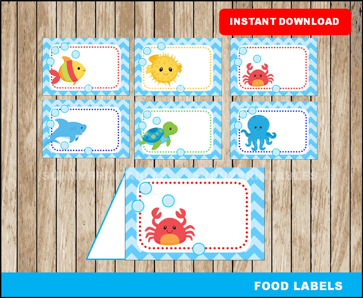 under the sea food labels printable under the sea tent cards