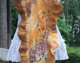 Beautiful nuno felted silk and merino wool scarf