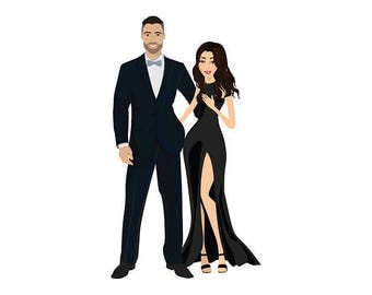 Illustrated Couple Portraits (Digital File)| Anniversary | Personalised Gift | Wedding Gift | Gifts For Couples | Couple Illustration