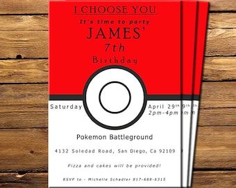 Pokemon Pokeball Invitation Pokemon Invite Pokemon Go Poke